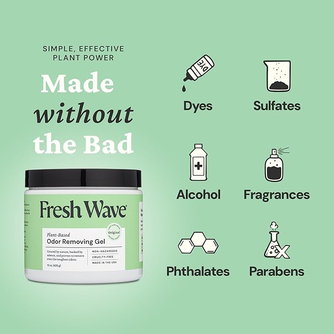 Fresh Wave Odor Removing Gel, Original 15 oz. &amp; Lavender 7 oz.| Safer Odor Absorbers for Home | Natural Plant-Based Odor Eliminator | Every 7 oz. Lasts 15-30 Days | for Cooking, Trash &amp; Pets