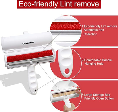 Pet Hair Removal Tool – Reusable Lint Roller for Dogs &amp; Cats – Self-Cleaning Fur Remover Brush - Portable, Multi-Surface Fur Removal Tool - Reusable Double Sided Travel Brush