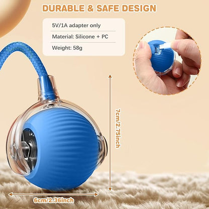 Interactive Cat Toys for Indoor Cats, Rechargeable 360° Automatic Moving Cat Toy for Bored Indoor Adult Cats, 2025 Upgraded Chase Motion Activated Kitten Toys - Blue