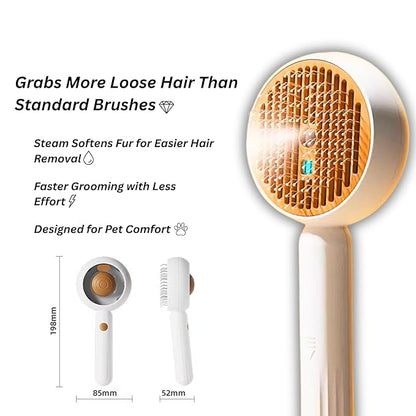 Steam Pet Grooming Brush for Dogs &amp; Cats – Self-Cleaning De-Shedding &amp; Hair Removal Comb with Water Spray, Anti-Static &amp; Massage Tool for Long &amp; Short Hair by Vivid Creations