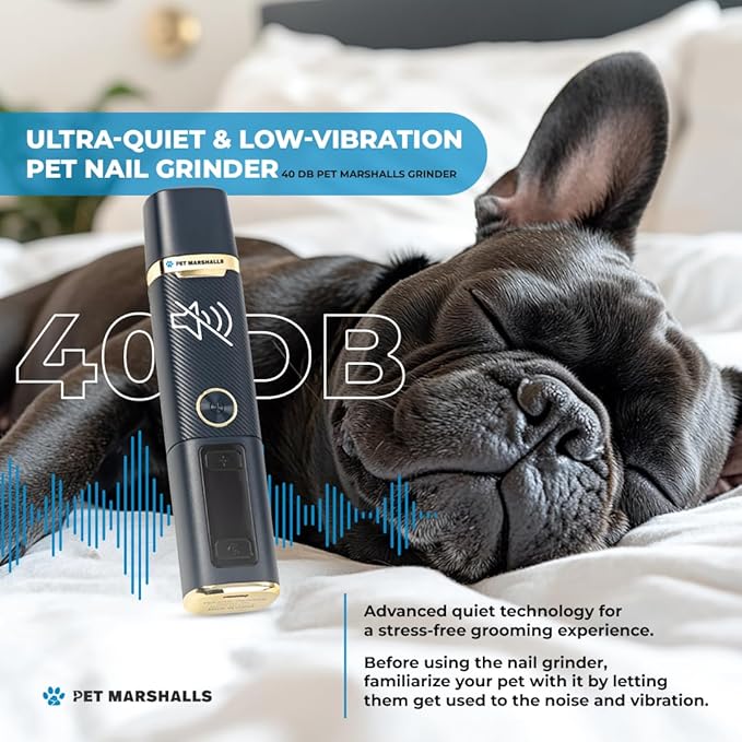 3-in-1 Cat &amp; Dog Nail Grinder with Clipper &amp; File, Quiet LED Trimmer, 3-Speed Pet Grooming Tool, Rechargeable 2000mAh Battery