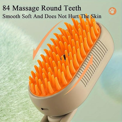 Puffease Cat Steam Brush, Spritz Defur Comb for Cats, Quick &amp; Easy Pet Hair Remover, Massaging &amp; Deshedding - Anti-Static, Moisturizing, USB Rechargeable for Dogs &amp; Cats (Brown)