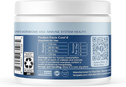 Fera Pets Postbiotics Plus Prebiotics for Dogs &amp; Cats - with Slippery Elm - Promotes Optimal Digestive Health &amp; Inflammatory Response - Enhances Immunity - 120 Scoops
