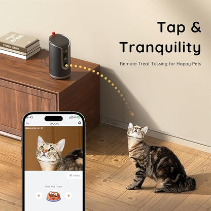 2K Pet Camera Treat Dispenser, AI Photo Album, Dog Camera with 360° Auto Tracking &amp; 5G/2.4G WiFi, 2-Way Talk, Remote Treat Tossing, Motion Alerts for Cats Indoor