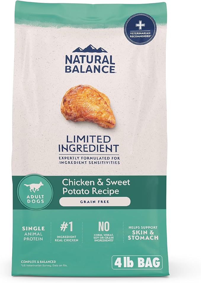 Natural Balance Limited Ingredient Adult Grain-Free Dry Dog Food, Chicken &amp; Sweet Potato Recipe, 4 Pound (Pack of 1)