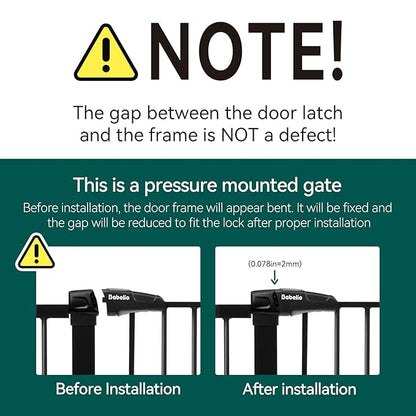 Babelio Metal Baby Gate, 29-48" Auto Close Easy Install Pet Gate, Extra Wide Walk Thru Child Safety Gate, Pressure Mounted Dog Gate for Doorways and Stairs, with Y Spindle Rods, Black