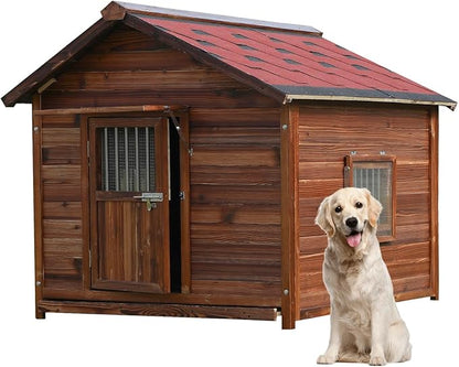 Outdoor Dog House for Large Breed Dogs with Removable Floor&amp;Roof, Heavy Duty Pet House, Weatherproof Warm Dog House Outside, 2XL
