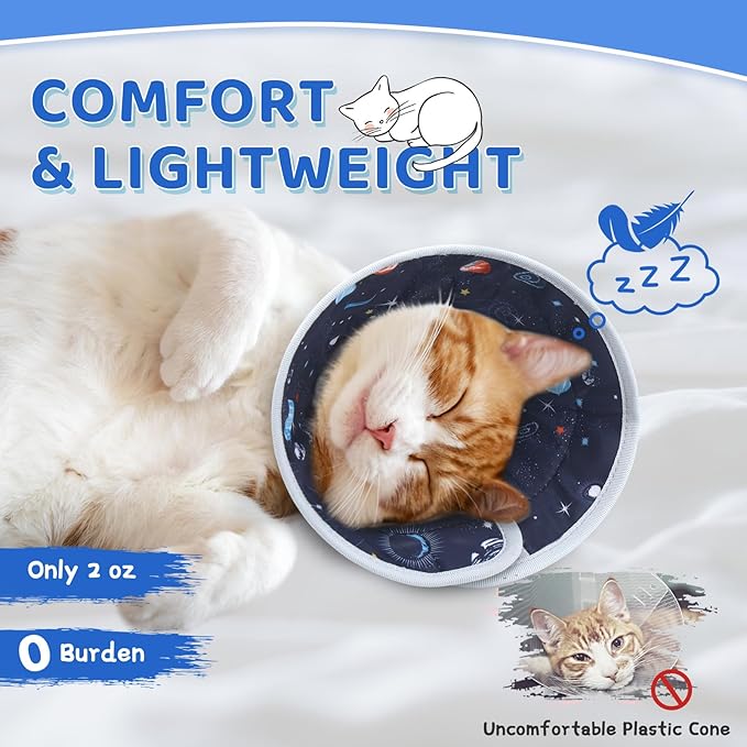 Cat Cone Collar Soft to Stop Licking, Adjustable, Foldable Lightweight Kitten Cones After Surgery Recovery for Cats &amp; Kittens, Cat Cone Alternative (Grey, S)