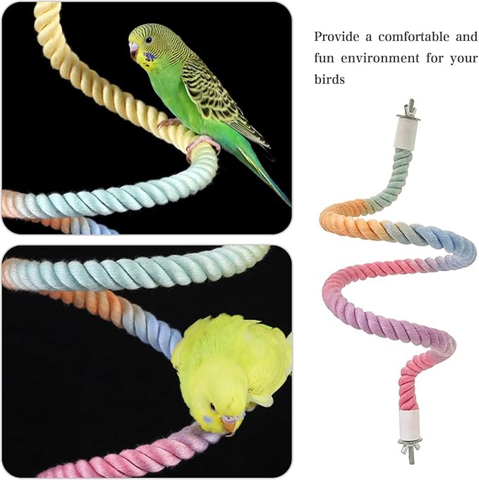 2pcs Gradient Colorful Bird Rope Perch Stand,Bird Cage Climbing Rope Toys Accessories,Bendable Climbing,Parakeet Lovebirds Cockatiels Budgies Play (15.7&
