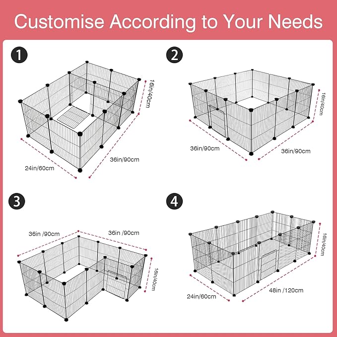 12 Panels Small Animal Playpen,Pet Playpen with Waterproof Mat,C&amp;C Cage for Guinea Pigs,Puppy Play Pen,Bunny Playpen,Indoor Outdoor Portable Metal Wire Yard Fence