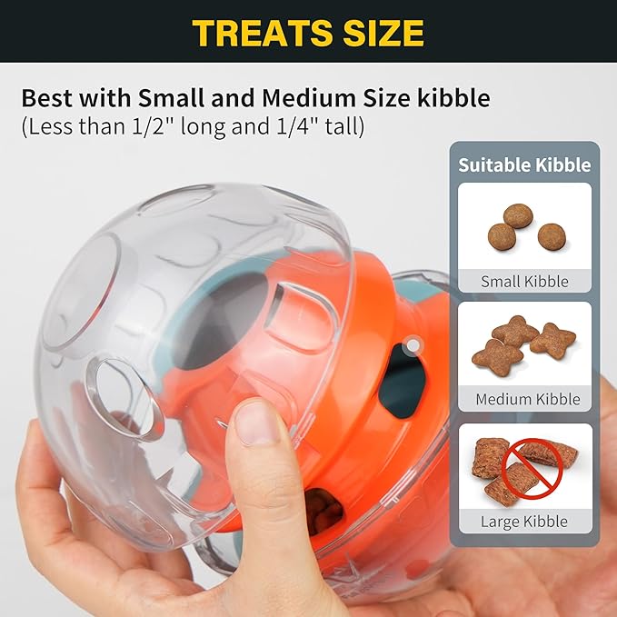 PrimePets Dog Treat Ball, Adjustable Food Dispensing Interactive Toys, Slow Feeder Treat Ball, 4.8&