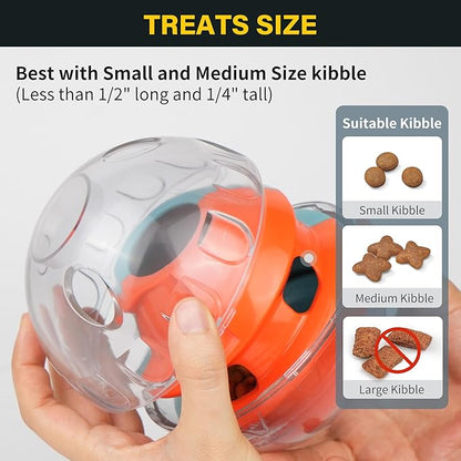 PrimePets Dog Treat Ball, Adjustable Food Dispensing Interactive Toys, Slow Feeder Treat Ball, 4.8&