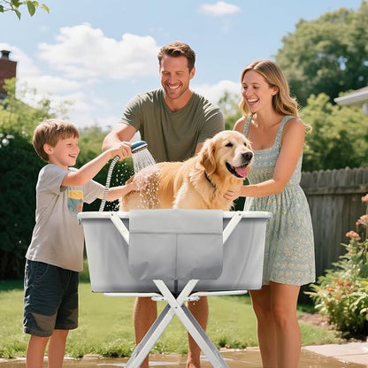 Portable Dog Bathtub, Elevatable Dog Washing Station for Bathing Shower and Grooming, Collapsible Dog Bath Tub for Small/Medium/Large Dogs, Cats &amp; Other Pet (Large Dogs Bathtub)