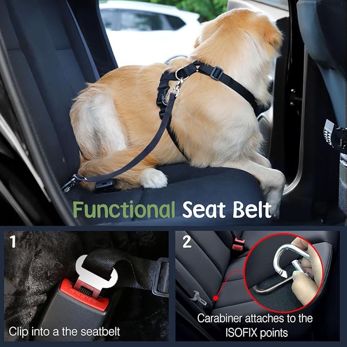 Dog Seat Belt, Safety Vest Dog Car Harness with Adjustable Buckle Dog Seat Belt for Vehicle Nylon Pet Safety Seat Belts Heavy Duty(M, Pink)