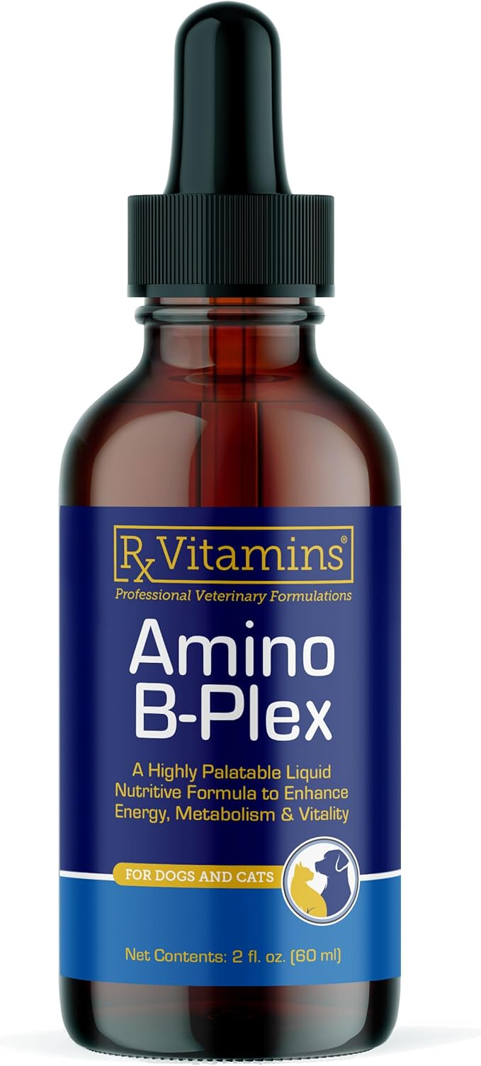 Rx Vitamins Amino B Plex Cat &amp; Dog Supplement - Vitamin B Complex Liquid Plus Amino Acids for Dogs &amp; Cats - Appetite Booster and Weight Gainer Cat &amp; Dog Vitamins - 2 oz