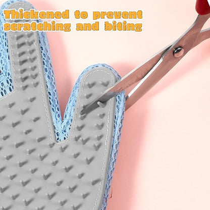 2 in 1 Pet Grooming Glove for Cats &amp; Dogs, Efficient Deshedding Brush Pet Long Short Fur Removal Glove, Gentle Massaging Puppy Kitten Bathing Grooming Brush Tool, Easy Clean Floating Hair Mitt