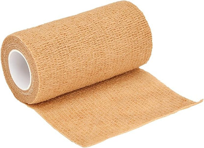 Juvale Elastic Bandage Wrap Self-Adherent Cohesive Tape 6 Rolls - Elastic Cohesive Tape with Stretchable Support - Breathable Vet Wrap for Wrist, Swelling, Sports, Tattoo (4 in x 5 Yds)