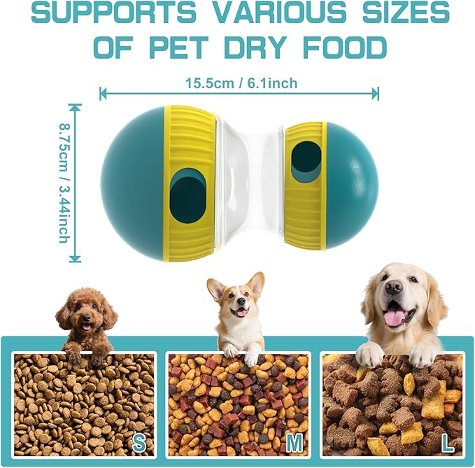 Interactive Dog Puzzle Toys for Indoor Adjustable Food Dispensing Treat Dispenser Ball &amp; Slow Feeder for Large/Medium/Small Dog to Keep Them Busy, Green