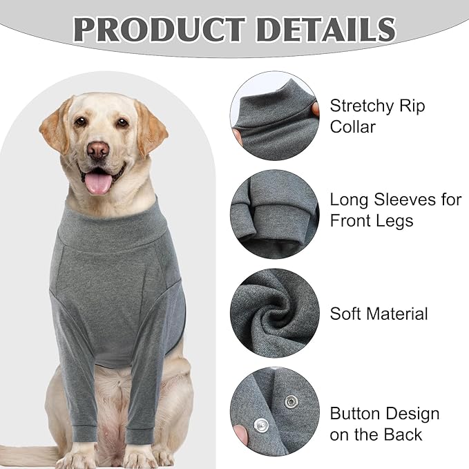IDOMIK Dog Recovery Suit, Dog Surgery Recovery Suit Front Legs, Comfy Joint Leg Sleeves After Surgery, Elbow Braces Protector for Leg Injuries &amp; Joint Pain, Cone Collar Alternatives,Grey,S