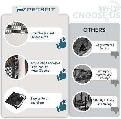 PETSFIT 29" Puppy Playpen with Removable Waterproof Mat &amp; Zippered Roof | RV, Camping, Travel Dog Pen | Indoor/Outdoor Whelping &amp; Cat Observation Space(29.5"x29.5"x16.5"H)