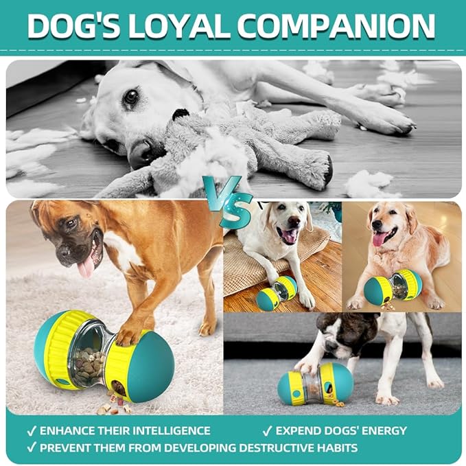 Dog Puzzle Toys, Rolling Treat Dispensing Ball, Brain Stimulation &amp; Slow Feeder, Dog Enrichment Toys to Keep Them Busy (Green)
