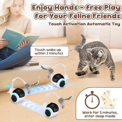 SlowTon Cat Interactive Toy for Indoor Cats - Remote Control Automatic Smart Moving Cats Toys with 2 Modes, Rechargeable Kitten Feather Toys for All Breeds of Bored Cat(Black)