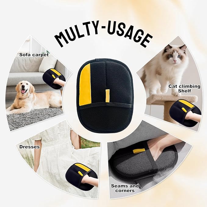 5PCS Pet Hair Removal Glove Set for Cats &amp; Dogs, Newly Electrostatic Pet Hair Gloves, Reusable Cat Dog Grooming Gloves Magic Brush Pet Hair Remover Tool for Furniture Couch Carpet Car Seat Clothes