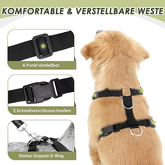 Lukovee Dog Seat Belt for Car, Adjustable Dog Car Harness for Large Medium Small Dogs, Soft Padded &amp; Breathable Mesh Dog Seatbelt with Car Vehicle Connector Strap (Blue,Small)