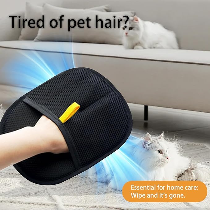 3pcs Reusable Electrostatic Pet Hair Remover Glove - Cat &amp; Dog Grooming Gloves for Deshedding, Washable Hair Removal Tool for Furniture, Carpet, Clothes