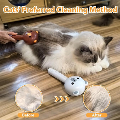 Cat Steam Brush with 2 Spray Levels &amp; Release Button, 4-in-1 IPX7 Waterproof Water Brush for Shedding Grooming, Pet Hair Removal Comb for Long Short Haired Cats Dogs, Self Cleaning Slicker