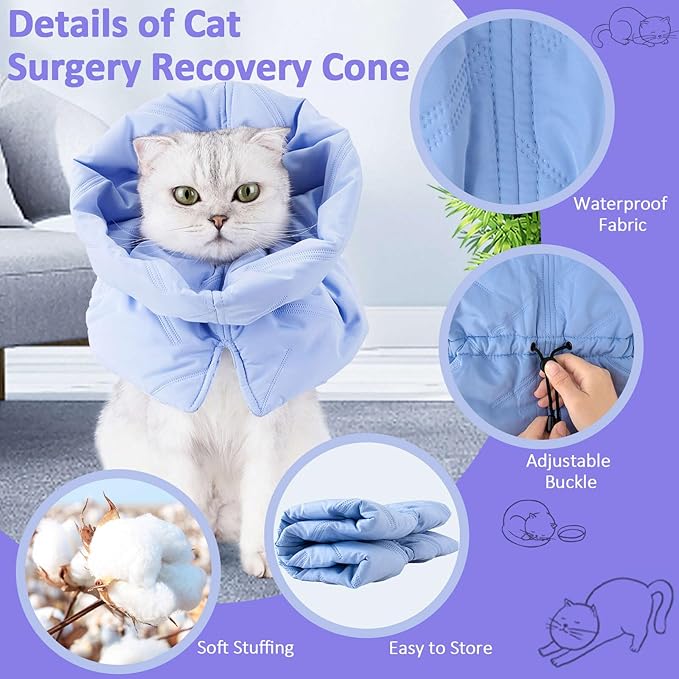 Soft Cat Cone Collar for Recovery - Adjustable, Lightweight Elizabethan Collar Alternative for Small Cats &amp; Kittens