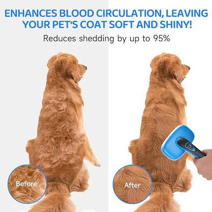 Dog Brush Kit – 3 PCS Grooming Set with Self-Cleaning Brush, Undercoat Rake &amp; Pet Bath Brush. Great for Shedding, Tangles &amp; Dirt Removal – Ideal for Long &amp; Short Haired Dogs &amp; Cats, Blue