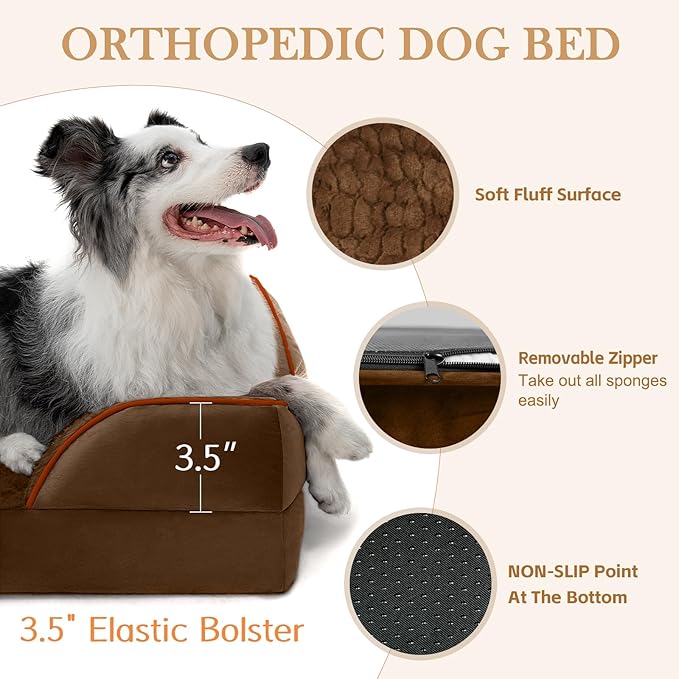 Comfort Expression Small Dog Beds Waterproof Cat Beds Orthopedic Foam Sofa Beds for Small Dogs Comfy Pet Bed with Washable Removable Cover &amp; Non-Slip Bottom(XX-Small,Chocolate Brown)