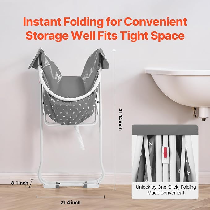 VEVOR Portable Dog Bathtub, Elevated &amp; Foldable Space-Saving Pet Shower Station with Efficient Drainage, Bathing Tub for Washing &amp; Grooming Small and Medium Size Dogs and Cats Indoor &amp; Outdoor, Grey