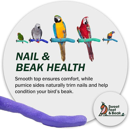 Brid Cage Safety Pumice Perch - Trims Nails and Beak - Promotes Healthy Nails and Beaks - Safe Non-Toxic Bird Supplies for Bird Cages - Large 12"
