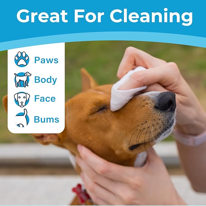 PrimePets Dog Grooming Wipes, 600 Count, 6x8 Inch Deodorizing Wipes for Dogs &amp; Cats, 100% Fragrance Free, Natural Pet Wipes for Cleaning Face Bum Eyes Ears Paws Teeth, Dog Wipes