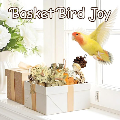 5-Pack Natural Hanging Basket Bird Toys – Foraging &amp; Chewing Toys for Parakeets, Cockatiels, Conures &amp; Small Birds – No Plastic, All-Natural Materials