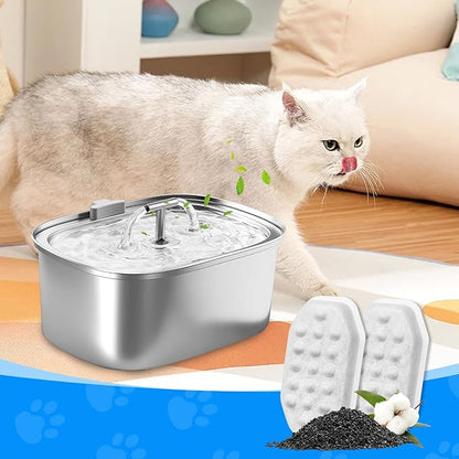 Cat Fountain Filter Replacement, Cat Water Fountain Filters Compatible with Rellaty &amp; Fit for Neareal 3.2L/108oz Fountains, 10PCS Replacement Filters with 10PCS Sponge 10+10 Pack