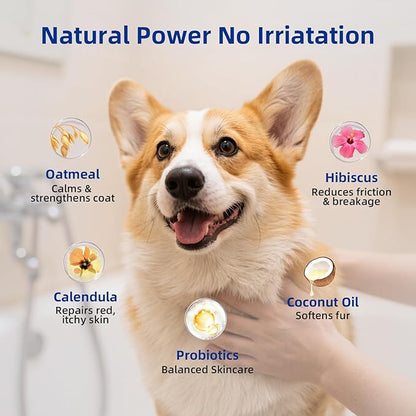 Unipaws Probiotic Short-Haired Dog Conditioner – Degreasing, Soothing &amp; Anti-Shedding for Red, Itchy Skin, Vegan Calendula, Coconut &amp; Oatmeal – EWG Green &amp; Medicated, Made in Korea, 16.9 Fl Oz