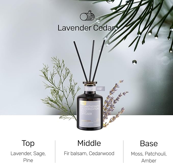 Reed Diffuser for Pet Odor Elimination, Lavender Cedar, Non-Toxic &amp; Pet-Friendly Air Freshening, 6 Oz