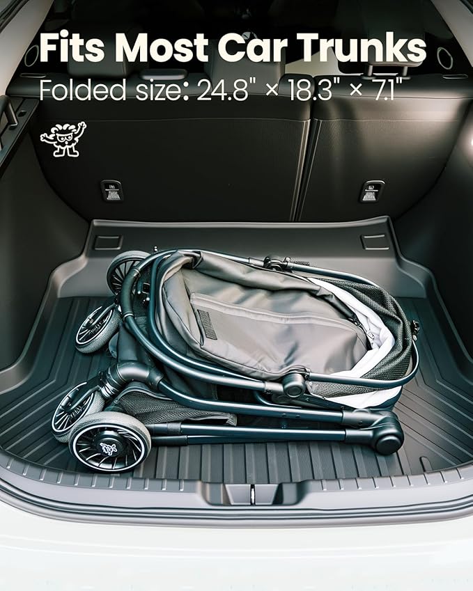 Pet Stroller for Small Dogs and Cats, One-Click Foldable Dog Stroller with Detachable Carrier &amp; 3 Safety Tethers, Holds up to 33 lbs, Storage Basket &amp; Cup Holder, Breathable Mesh, Black
