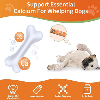 Oral Calcium for Whelping Dogs &amp; Cats, Fast-Absorbing Calcium for Dogs, Supports Whelping Labor and Milk Production, Enhances Colostrum for Puppies, Daily Calcium Supplement for Pets - 1 oz