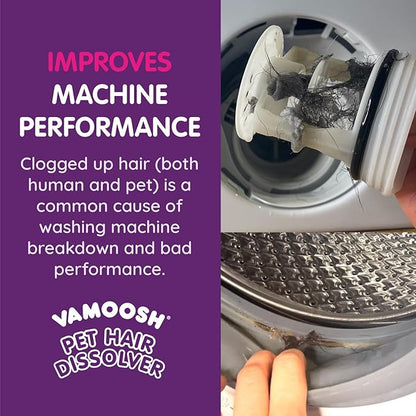 Vamoosh Pet Hair Dissolver | No Harmful Chemicals | Safe for Pets | Patented Pet Hair Dissolving Formula | Removes Odor | Dissolves Dog, Cat &amp; Animal Fur | Easy to Use | 3 Sachets (Pack of 2)