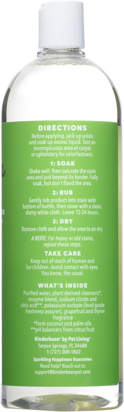 Dog &amp; Cat Urine Stain and Odor Eliminator for Carpet, Upholstery, Hard Floors - Single 32 oz., Grapefruit &amp; Thyme Scent, Enzyme Bio-Active Formula with Squeeze and Spray Top
