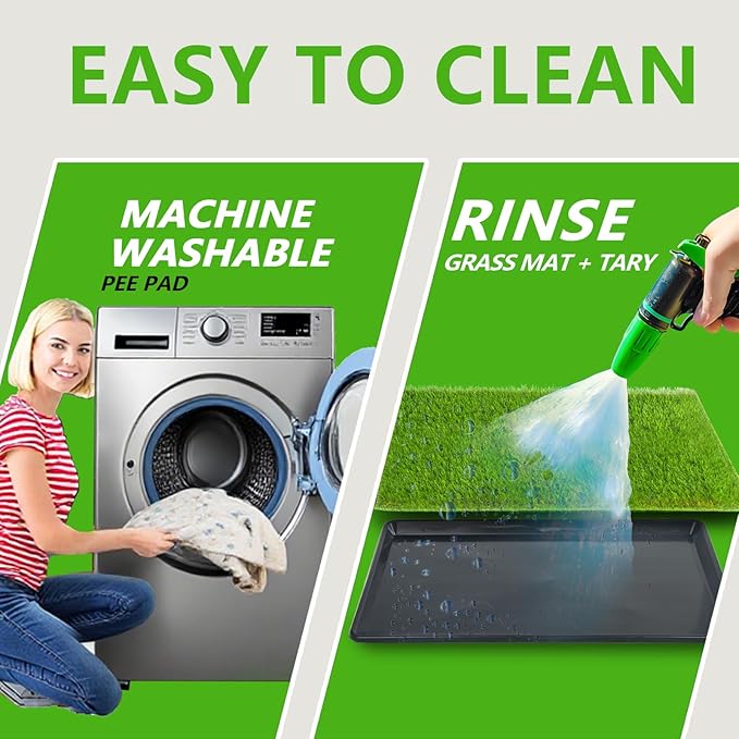 Reusable Dog Loo System with Artificial Grass Turf&amp;Pee Pads&amp;Tray, for Puppy Potty Training is Portable&amp;Easy to Clean,35x23in Large Dog Litter Box Toilet for Indoor/Outdoor use(35.6&