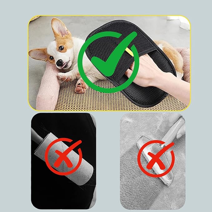 Magic Brush Pet Hair Removal Glove for Cats &amp; Dogs, 2 Pcs Electrostatic Glove for Pet Hair, Cat Grooming Gloves for Hair Removal, Reusable Cat &amp; Dog Hair Remover for Couch, Furniture, Carpet, Curtain
