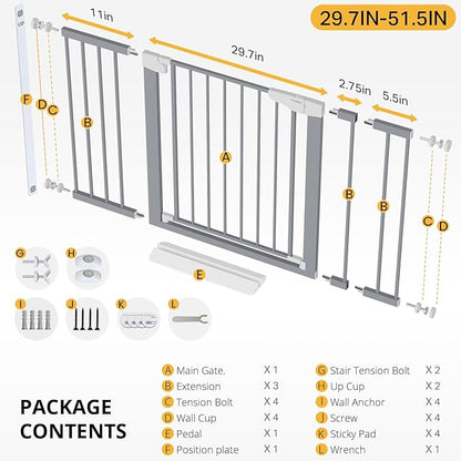 Cumbor 29.7"-51.5" Extra Wide Baby Gate for Stairs, Mom&