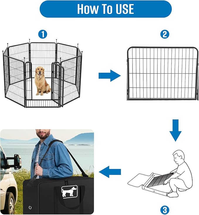 SIRUITON Dog Playpen Storage Bag Fits 24" H 8 Panels and 9 Stakes Suitable for Foldable Exercise Pet Playpen, RV Dog Fence Travel Bag,with Reinforcing Plate &amp; Shoulder