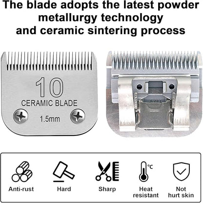 Size 7FC/5FC/4FC Detachable Pet Dog Clipper Blades, Compatible with Most Oster A5, KM Series Clippers,Made of Ceramic Blade &amp; Stainless Steel Blade4PACK 3Pack