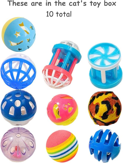 10-Pack Cat Toy Balls with Bells for Kittens and Cats (1.5&